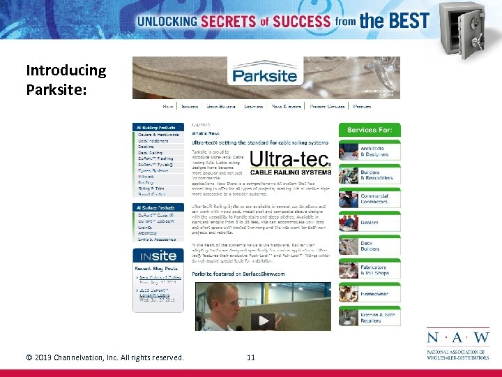 Introducing Parksite: © 2013 Channelvation, Inc. All rights reserved. 11 