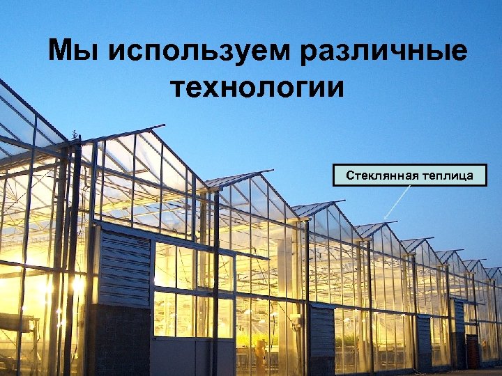Мы используем различные технологии Стеклянная теплица 