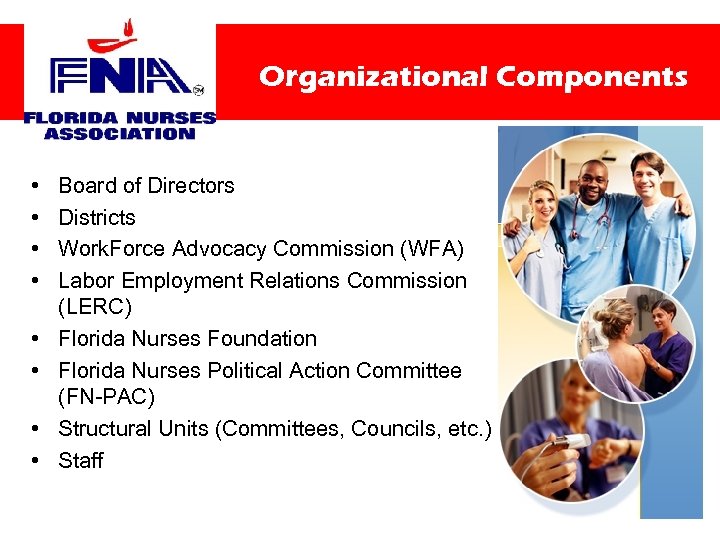 Organizational Components • • Board of Directors Districts Work. Force Advocacy Commission (WFA) Labor