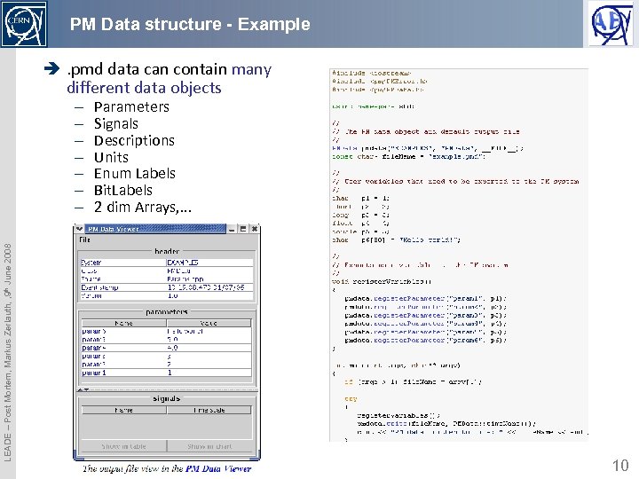 PM Data structure - Example è. pmd data can contain many different data objects