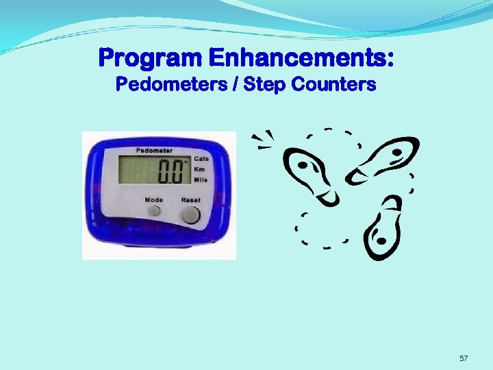 Program Enhancements: Pedometers / Step Counters 57 