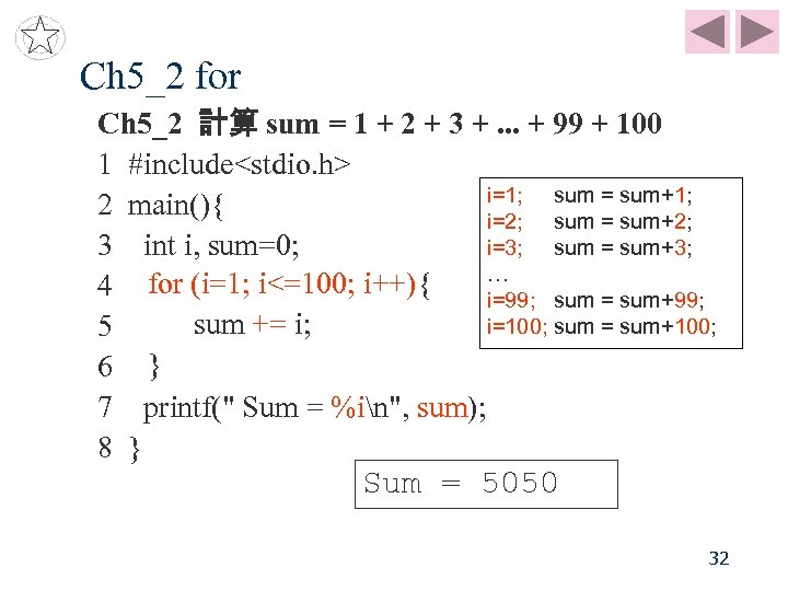 Ch 5_2 for Ch 5_2 計算 sum = 1 + 2 + 3 +.