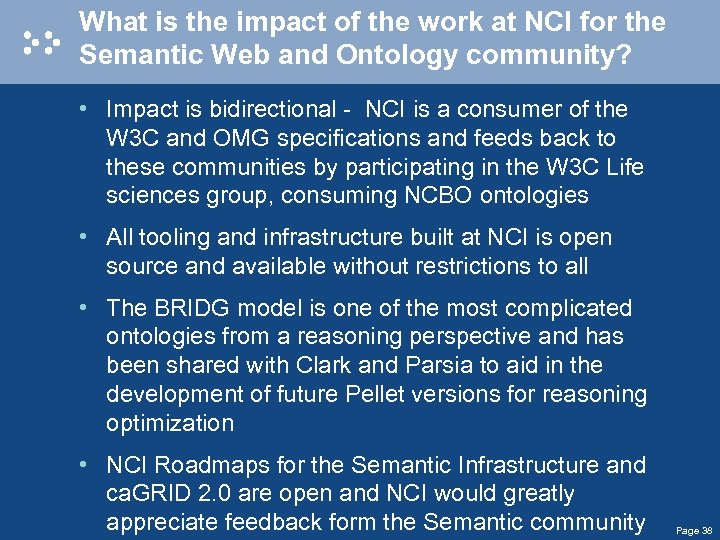 What is the impact of the work at NCI for the Semantic Web and