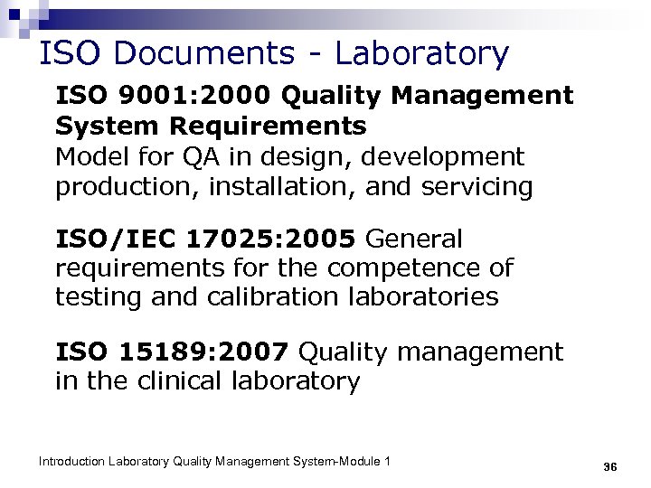 ISO Documents - Laboratory ISO 9001: 2000 Quality Management System Requirements Model for QA