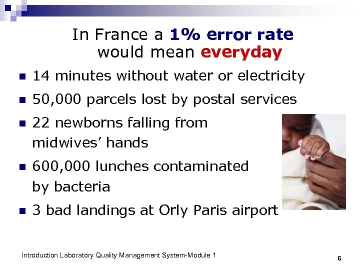 In France a 1% error rate would mean everyday n 14 minutes without water