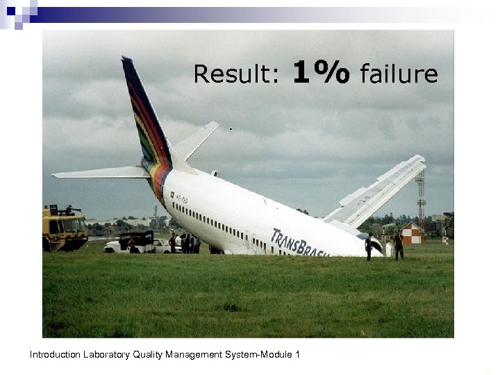 Result: 1% failure Introduction Laboratory Quality Management System-Module 1 