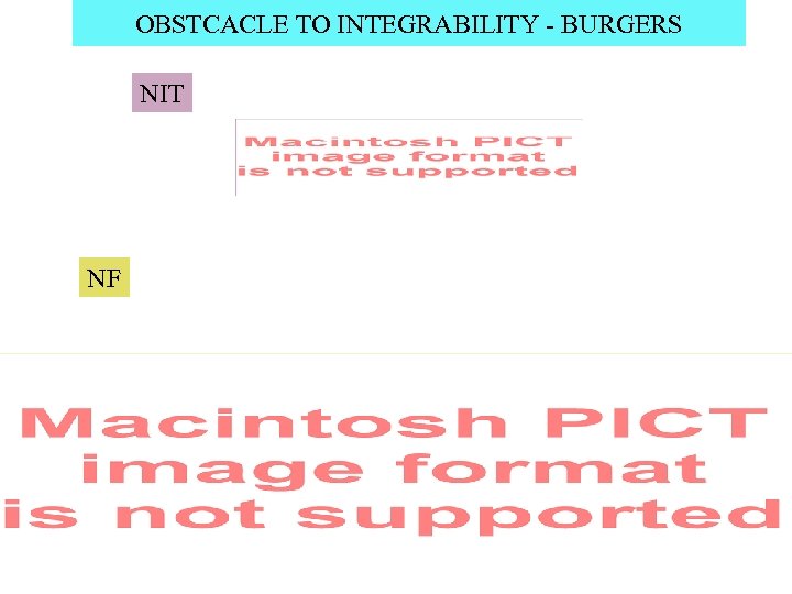 OBSTCACLE TO INTEGRABILITY - BURGERS NIT NF 