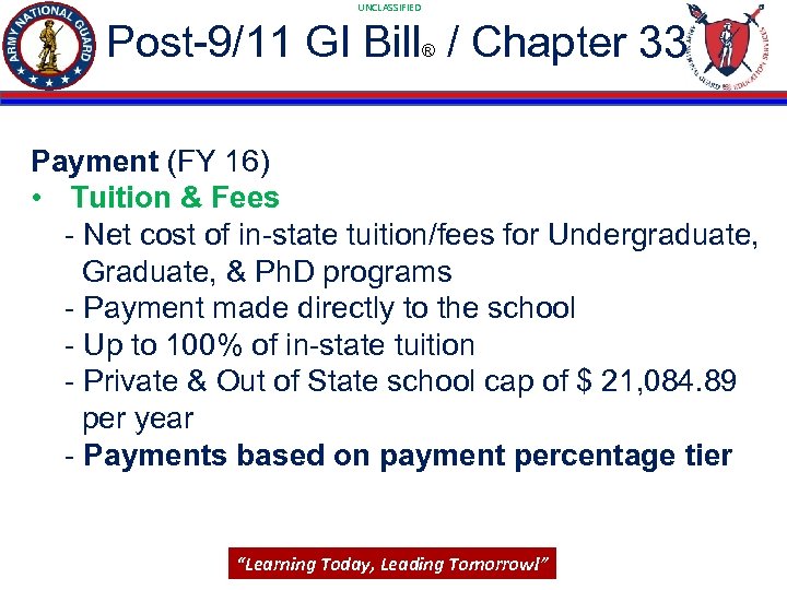 UNCLASSIFIED Post-9/11 GI Bill / Chapter 33 ® Payment (FY 16) • Tuition &