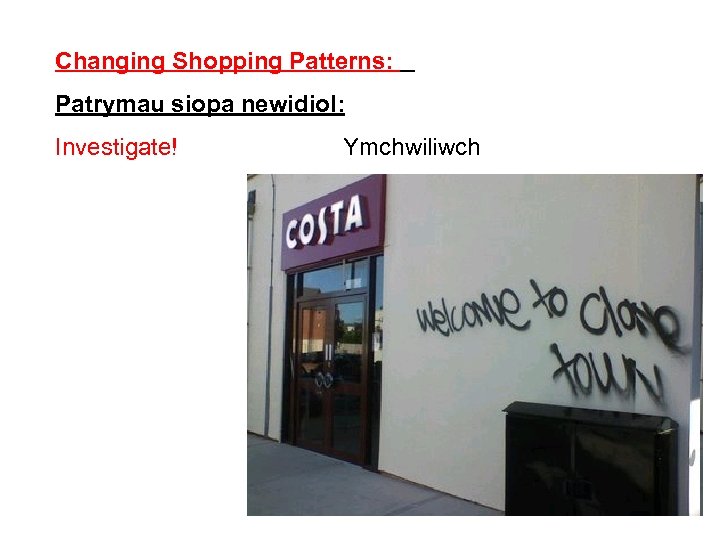 Changing Shopping Patterns: Patrymau siopa newidiol: Investigate! Ymchwiliwch 