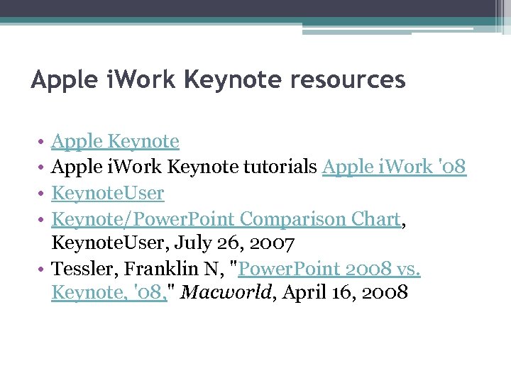 Apple i. Work Keynote resources • • Apple Keynote Apple i. Work Keynote tutorials