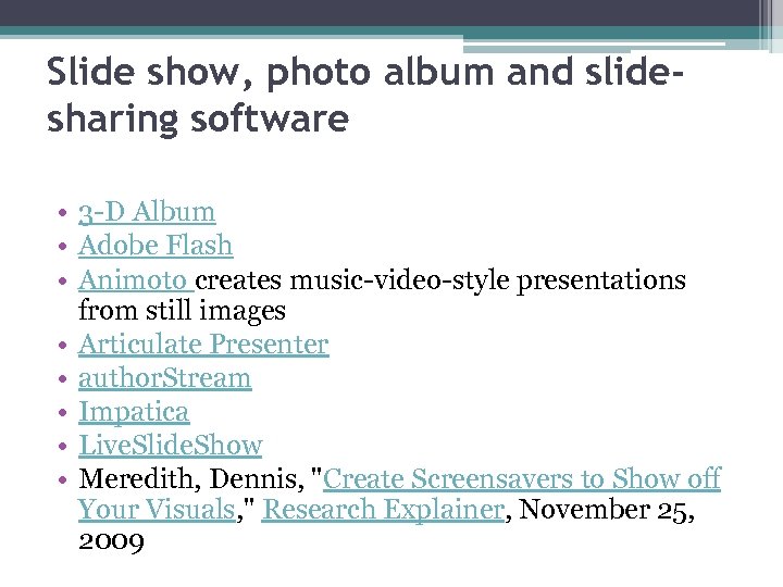Slide show, photo album and slidesharing software • 3 -D Album • Adobe Flash