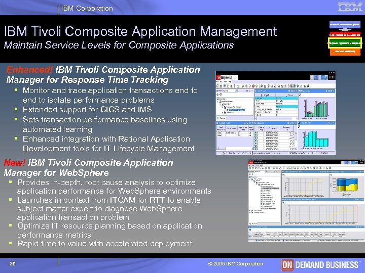 IBM Corporation IBM Tivoli Composite Application Management Maintain Service Levels for Composite Applications Enhanced!