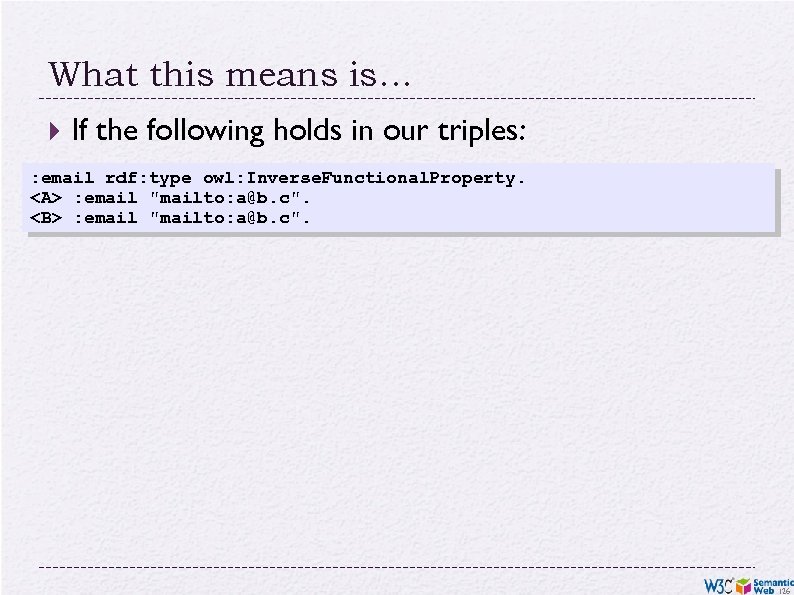 What this means is… If the following holds in our triples: : email rdf: