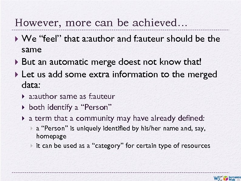 However, more can be achieved… We “feel” that a: author and f: auteur should