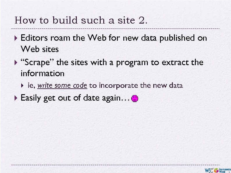 How to build such a site 2. Editors roam the Web for new data