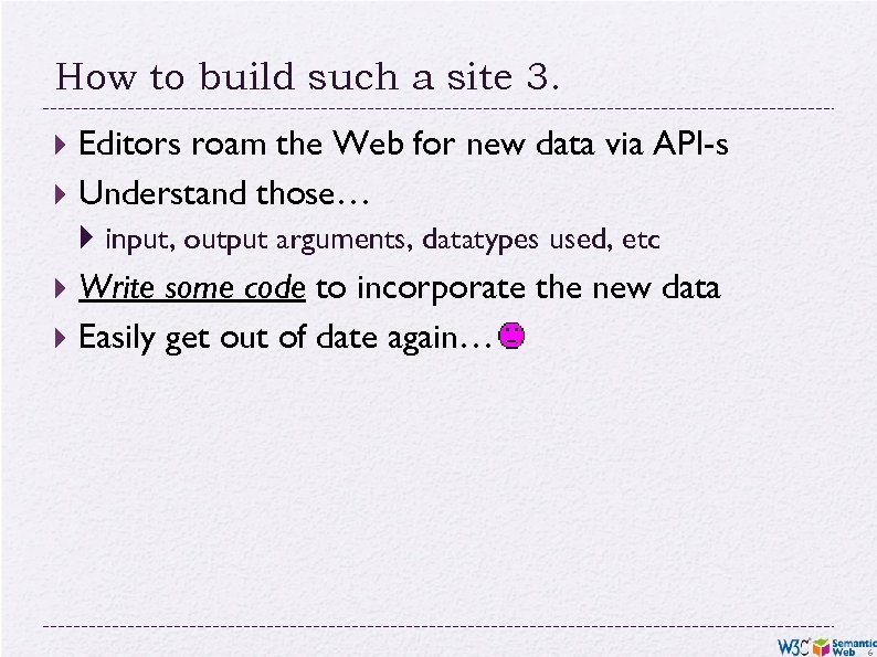 How to build such a site 3. Editors roam the Web for new data