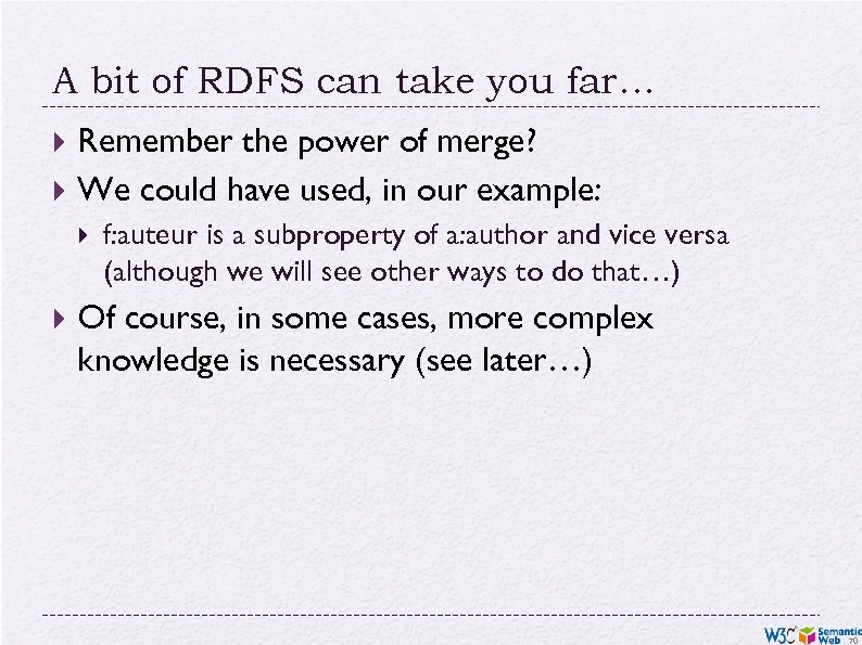 A bit of RDFS can take you far… Remember the power of merge? We