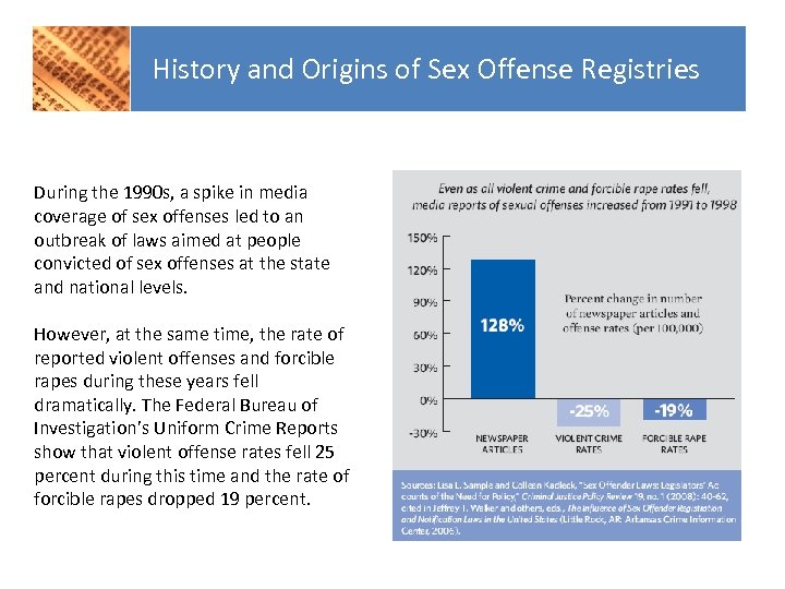 History and Origins of Sex Offense Registries During the 1990 s, a spike in