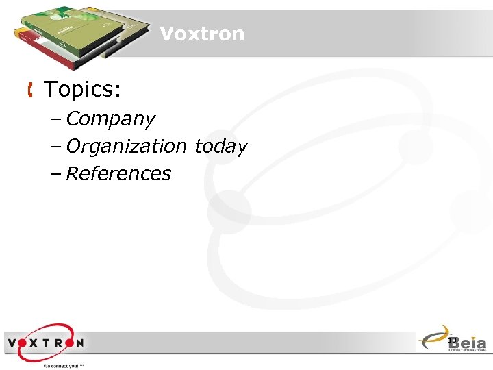 Voxtron Å Topics: – Company – Organization today – References 10 