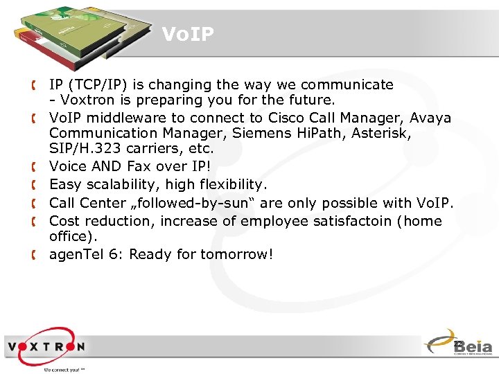 Vo. IP Å IP (TCP/IP) is changing the way we communicate - Voxtron is