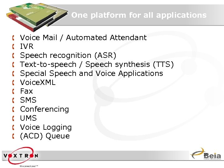 One platform for all applications Å Å Å Voice Mail / Automated Attendant IVR