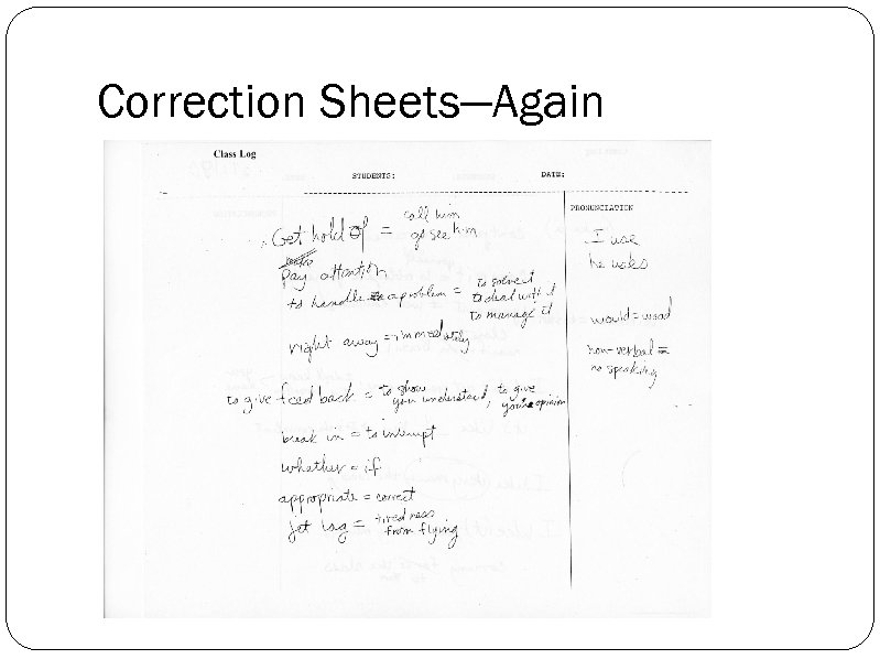 Correction Sheets—Again 