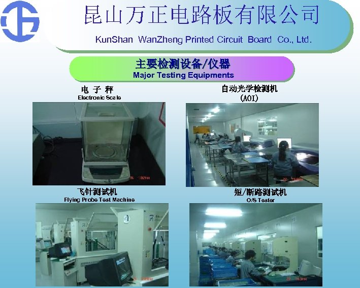 昆山万正电路板有限公司 Kun. Shan Wan. Zheng Printed Circuit Board Co. , Ltd. 主要检测设备/仪器 Major Testing