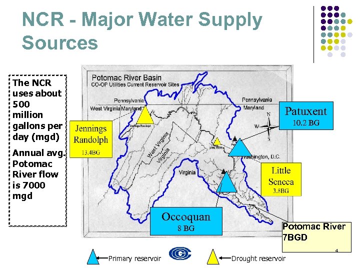 NCR - Major Water Supply Sources The NCR uses about 500 million gallons per