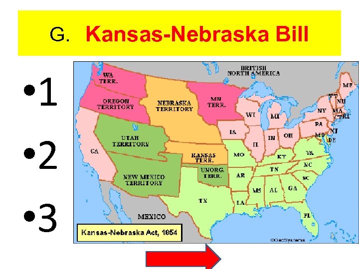 G. Kansas-Nebraska Bill • 1 • 2 • 3 