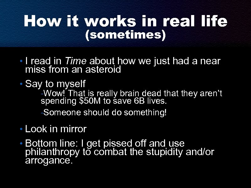 How it works in real life (sometimes) • I read in Time about how