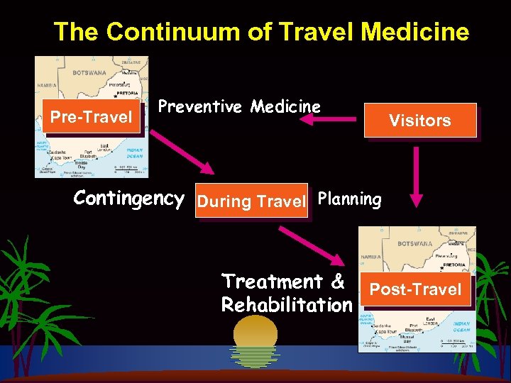 The Continuum of Travel Medicine Pre-Travel Preventive Medicine Visitors Contingency During Travel Planning Treatment
