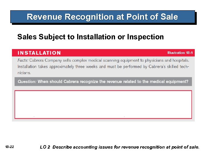 Revenue Recognition at Point of Sales Subject to Installation or Inspection Illustration 18 -5