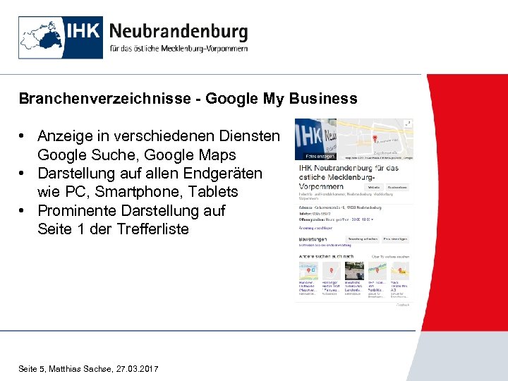 Branchenverzeichnisse - Google My Business • Anzeige in verschiedenen Diensten Google Suche, Google Maps