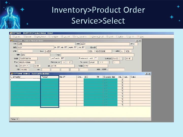 Inventory>Product Order Service>Select 