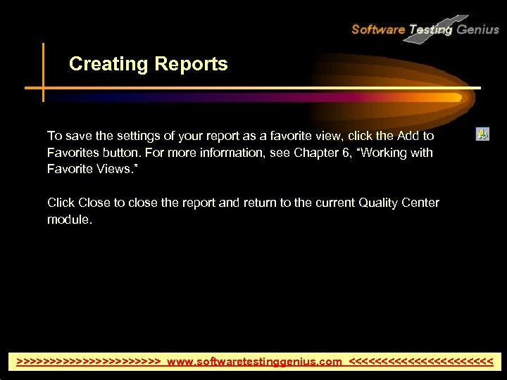Creating Reports To save the settings of your report as a favorite view, click