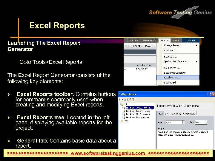 Excel Reports Launching The Excel Report Generator Goto Tools>Excel Reports The Excel Report Generator