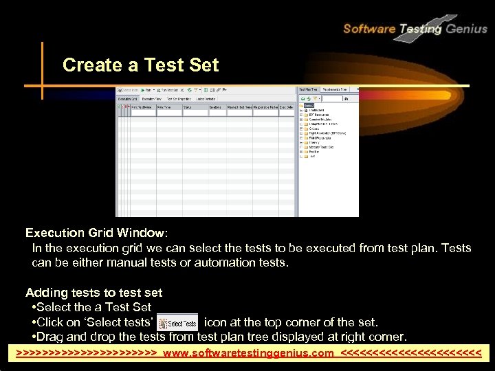 Create a Test Set Execution Grid Window: In the execution grid we can select
