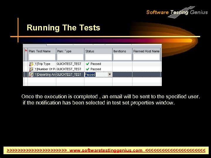 Running The Tests Once the execution is completed , an email will be sent