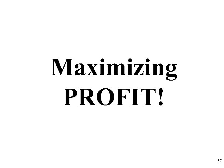 Maximizing PROFIT! 87 