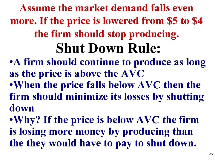 Assume the market demand falls even more. If the price is lowered from $5