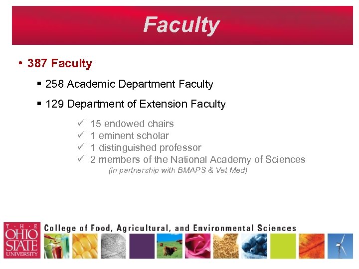 Faculty • 387 Faculty § 258 Academic Department Faculty § 129 Department of Extension