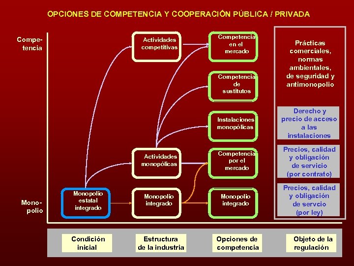 OPCIONES DE COMPETENCIA Y COOPERACIÓN PÚBLICA / PRIVADA Competencia Actividades competitivas Competencia en el