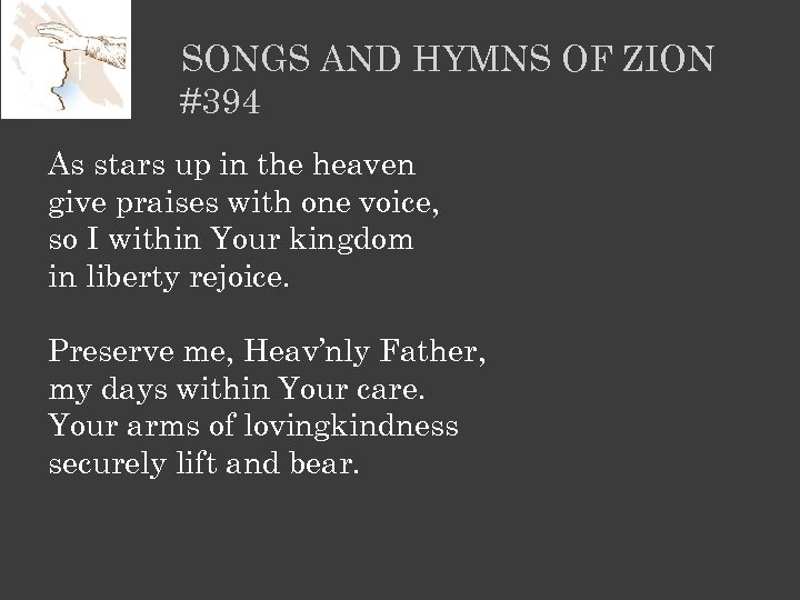 SONGS AND HYMNS OF ZION #394 As stars up in the heaven give praises