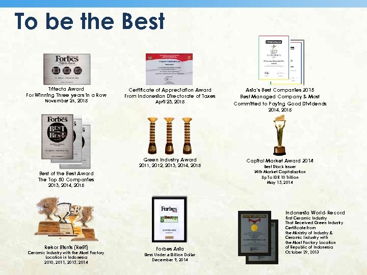 To be the Best Trifecta Award For Winning Three years in a Row November