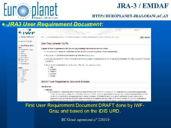 JRA-3 / EMDAF HTTP: //EUROPLANET-JRA 3. OEAW. AC. AT ● JRA 3 User Requirement