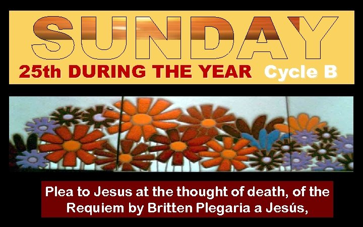 25 th DURING THE YEAR Cycle B Plea to Jesus at the thought of