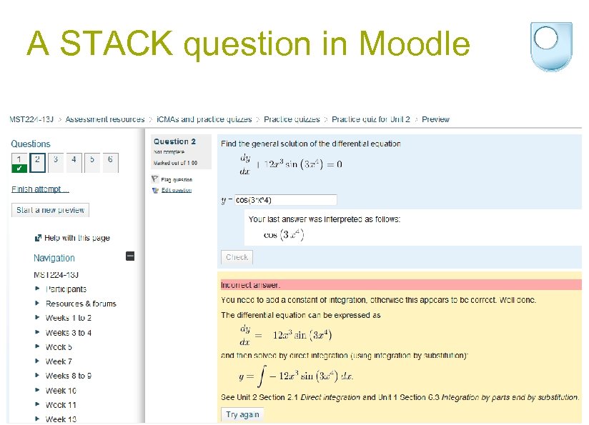 A STACK question in Moodle 