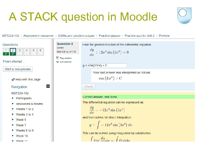 A STACK question in Moodle 