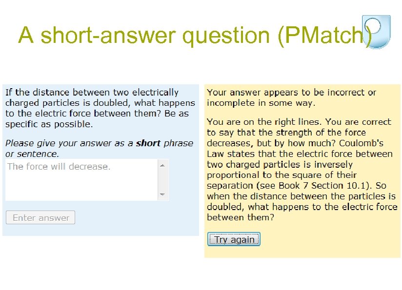 A short-answer question (PMatch) 