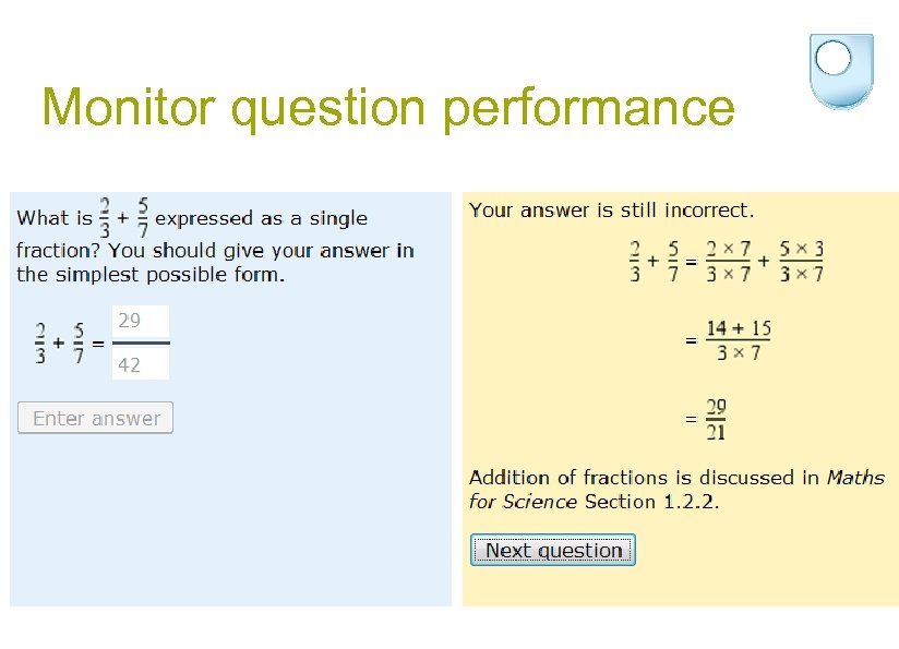 Monitor question performance 
